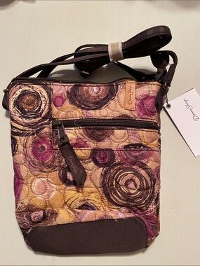 Donna Sharp Quilted Cotton Hipster Crossbody Expression Purple Swirls NWT